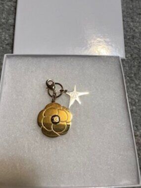 New Authentic Chanel 2025 Holiday Edition Gold Camellia and Silver Star Charm